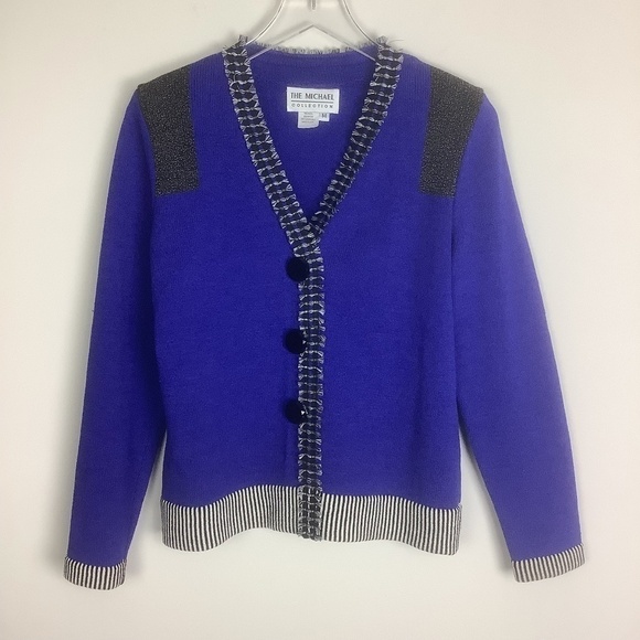 Michael Collection Royal Blue Wool Blazer M Vintage - Picture 5 of 10